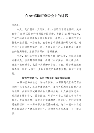 在镇调研座谈会上的讲话