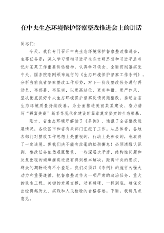 在中央生态环境保护督察整改推进会上的讲话