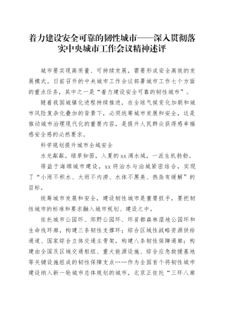 着力建设安全可靠的韧性城市
