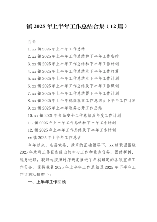 镇2025年上半年工作总结合集（12篇）