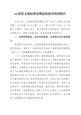 镇党支部标准化规范化建设情况报告