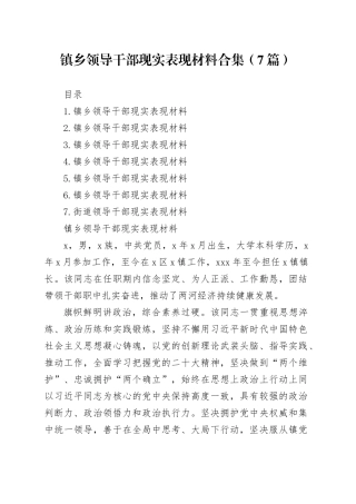 镇乡领导干部现实表现材料合集（7篇）