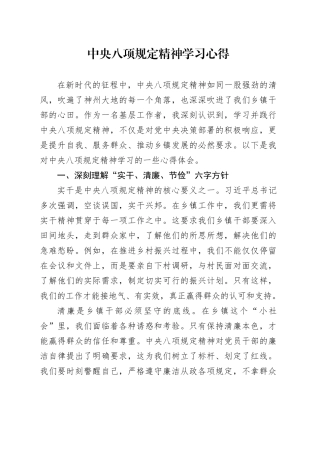 中央八项规定精神学习心得