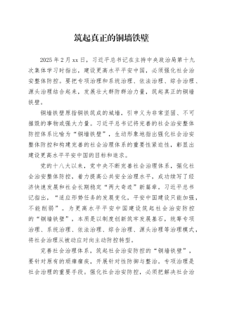 筑起真正的铜墙铁壁