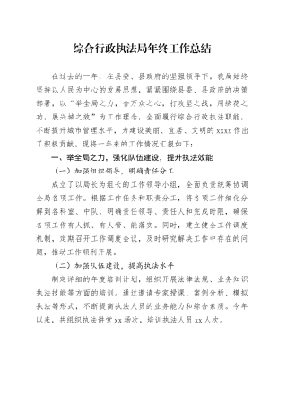 综合行政执法局年终工作总结