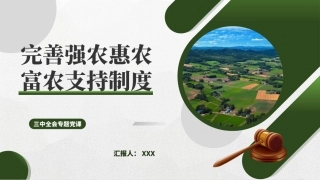 党的二十届三中全会精神党课PPT课件含讲稿：完善强农惠农富农支持制度（4200字，26张，三农、农业）