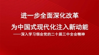 党课PPT课件含讲稿：进一步全面深化改革 为中国式现代化注入新动能 深入学习领会党的二十届三中全会精神
