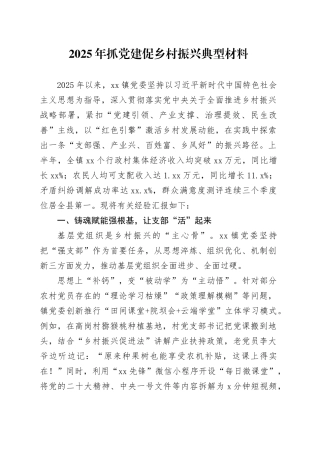 2025年抓党建促乡村振兴典型材料