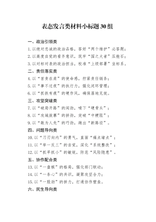 表态发言类材料小标题30组