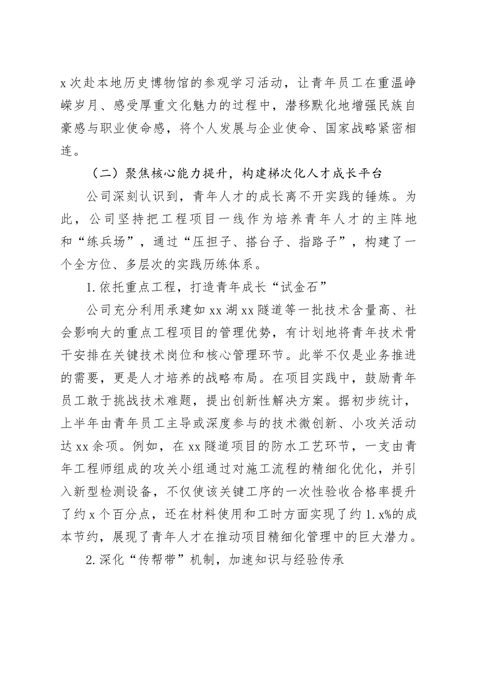 公司2025年上半年青年人才队伍建设工作总结报告_第2页