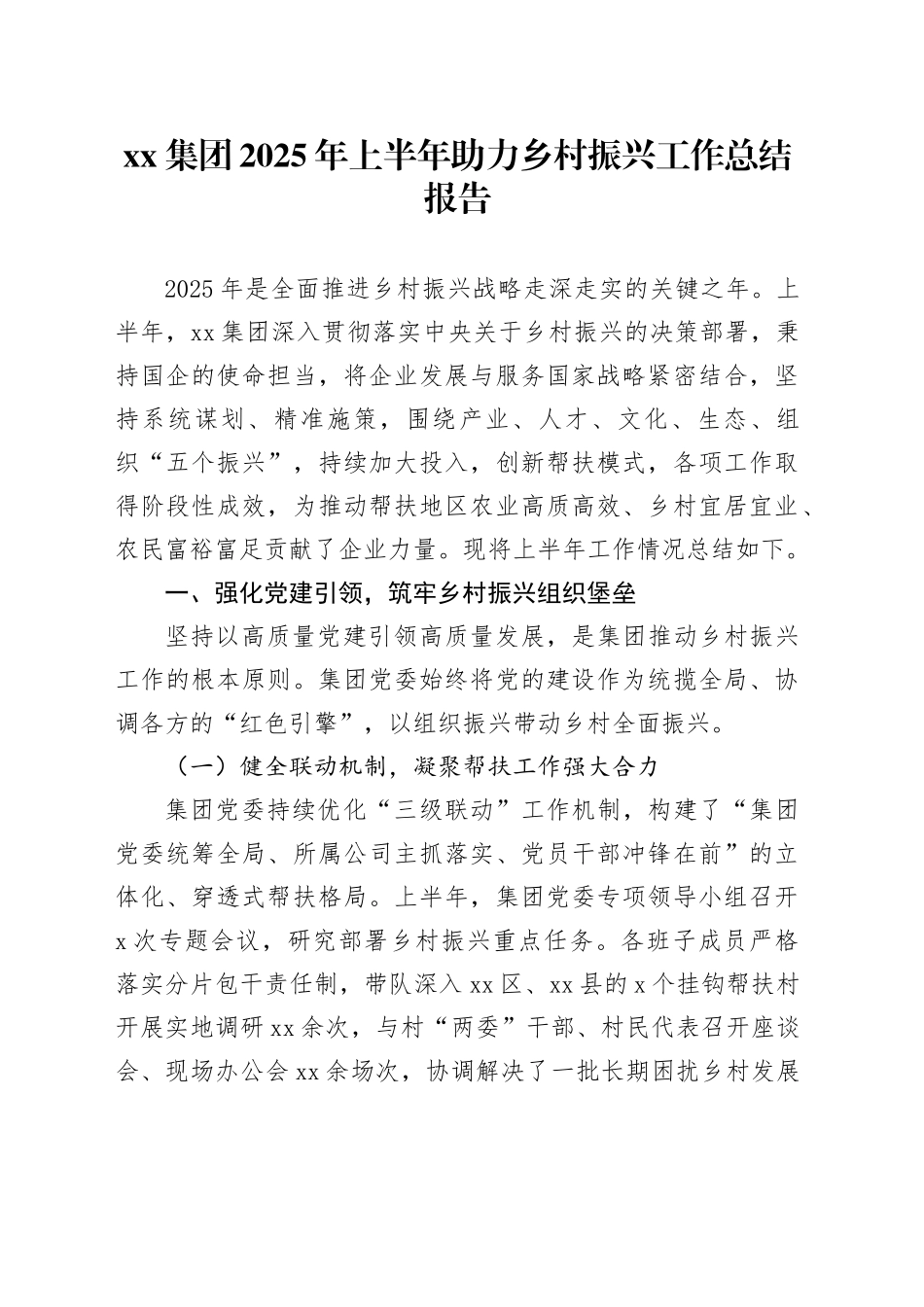 集团2025年上半年助力乡村振兴工作总结报告_第1页