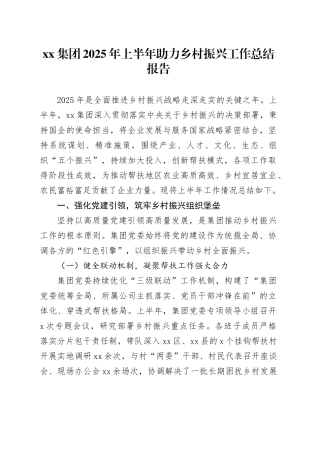 集团2025年上半年助力乡村振兴工作总结报告