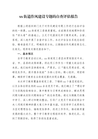 街道作风建设专题的自查评估报告