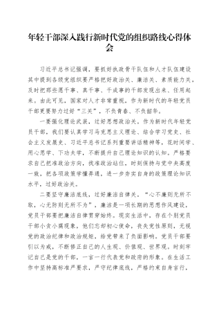 年轻干部深入践行新时代党的组织路线心得体会