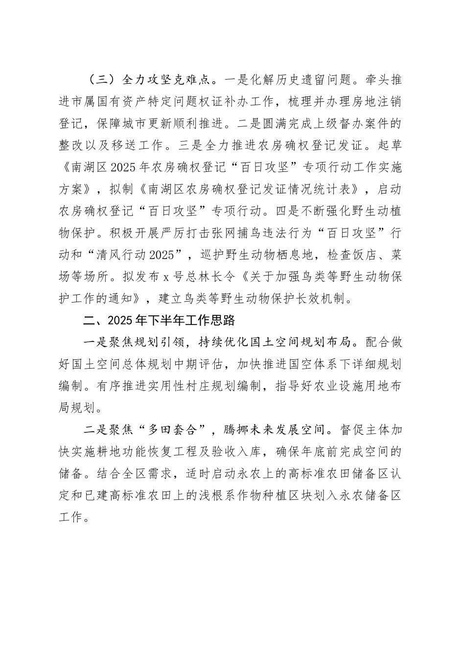 区自然资源规划分局2025年上半年总结和下半年工作思路_第2页
