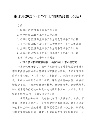 审计局2025年上半年工作总结合集（6篇）