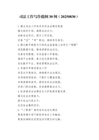 司法工作写作提纲30例（20250830）