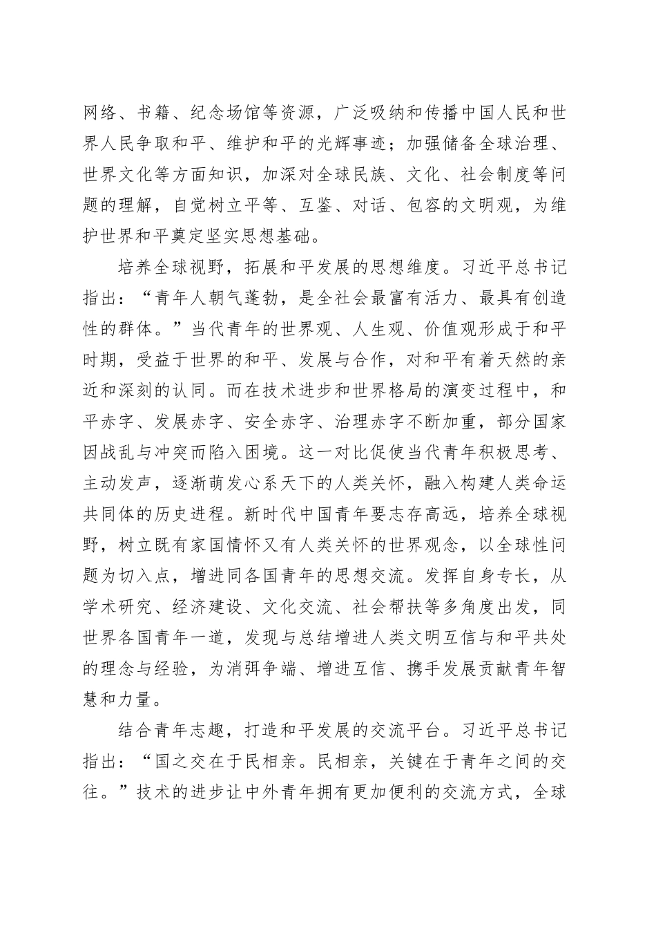 为持久和平的未来贡献新时代中国青年力量_第2页