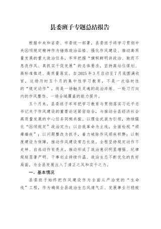县委班子专题总结报告