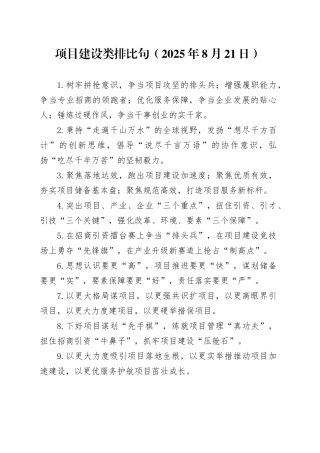 项目建设类排比句（2025年8月21日）