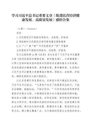 学习总书记重要文章《促进民营经济健康发展、高质量发展》感悟合集（3篇）（202508）