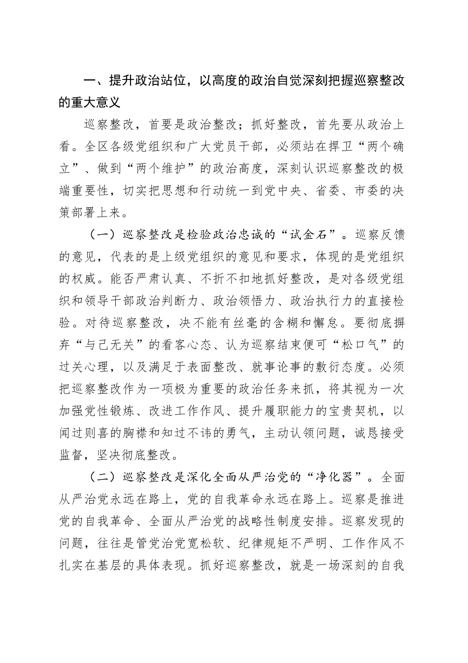 在2025年区党工委巡察整改工作推进会上的讲话_第2页