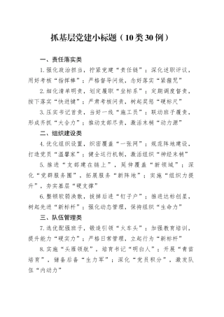 抓基层党建小标题（10类30例）