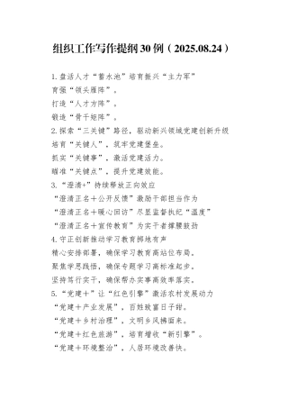 组织工作写作提纲30例（2025.08.24）
