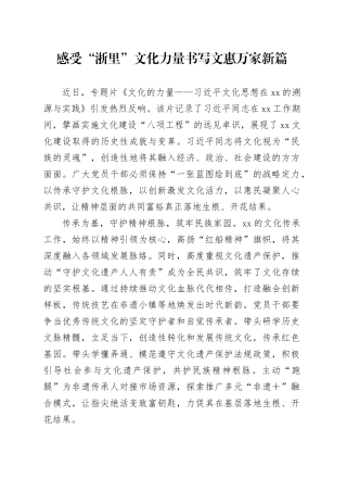 感受“浙里”文化力量书写文惠万家新篇