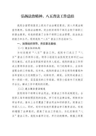 弘扬法治精神，八五普法工作总结