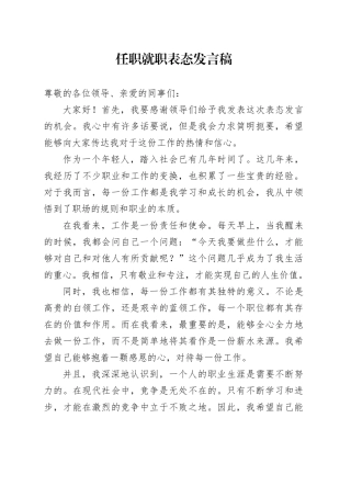 任职就职表态发言稿范文