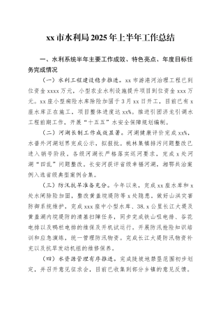 市水利局2025年上半年工作总结