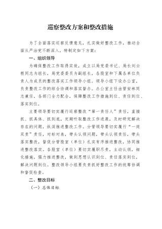 巡察整改方案和整改措施