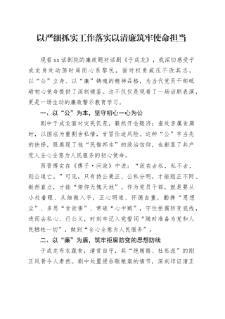 以严细抓实工作落实以清廉筑牢使命担当
