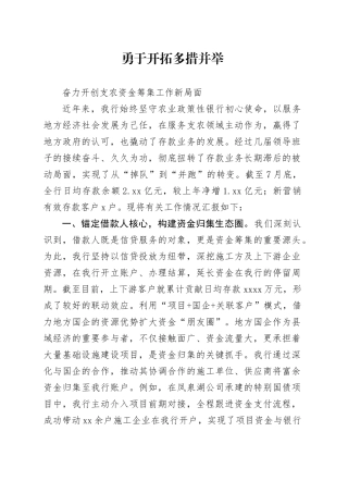 支农资金筹集发言材料