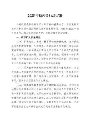 2025年稳外资行动方案