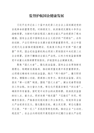 监督护航国企健康发展