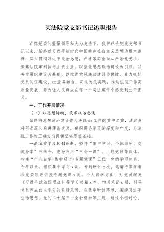 某法院党支部书记述职报告