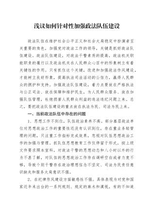 浅议如何针对性加强政法队伍建设