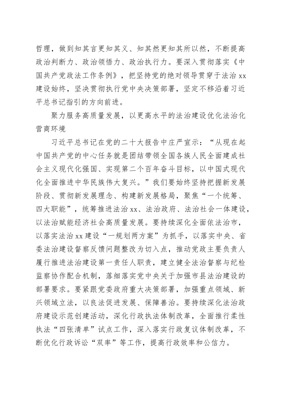 市司法局党组书记、局长：以更高水平的法治建设，护航XX高质量发展_第2页