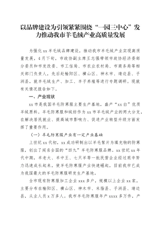 以品牌建设为引领紧紧围绕“一园三中心”发力推动我市羊毛绒产业高质量发展