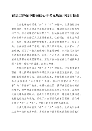 在基层淬炼中砥砺初心于多元历练中践行使命