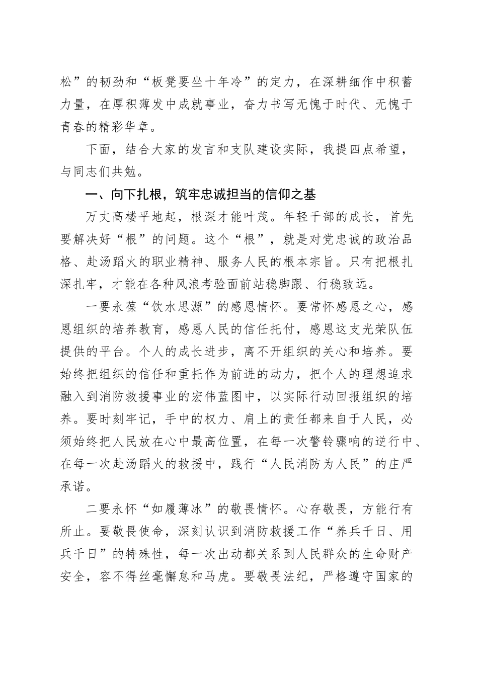 在市消防救援支队年轻干部座谈会上的讲话_第2页