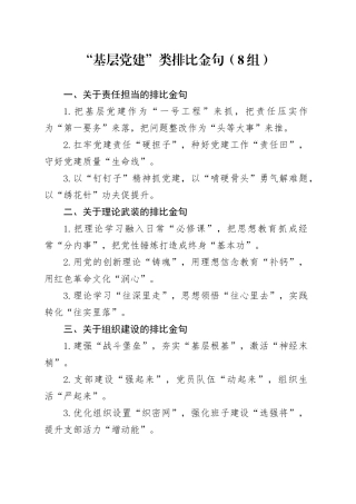 “基层党建”类排比金句（8组）
