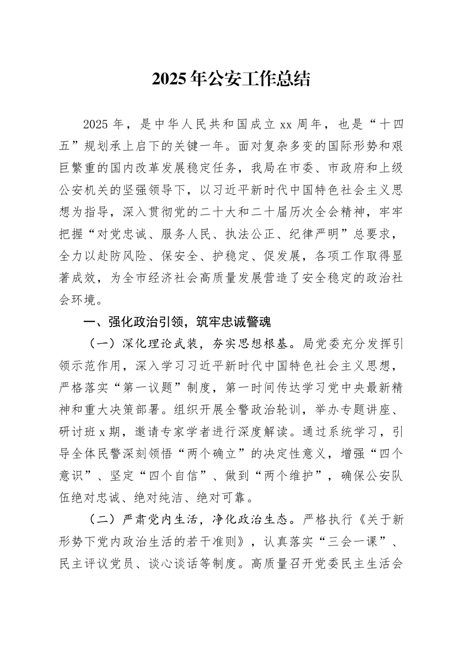 2025年公安工作总结_第1页