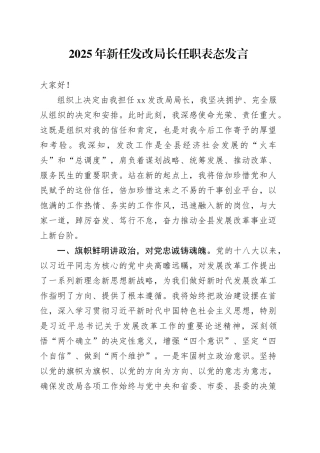 2025年新任发改局长任职表态发言