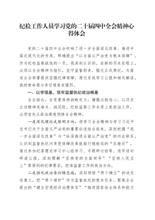 纪检工作人员学习党的二十届四中全会精神心得体会20251103