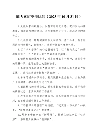 能力素质类排比句（2025年10月31日）