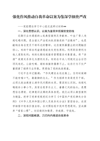 强化作风推动自我革命 以案为鉴深学细查严改