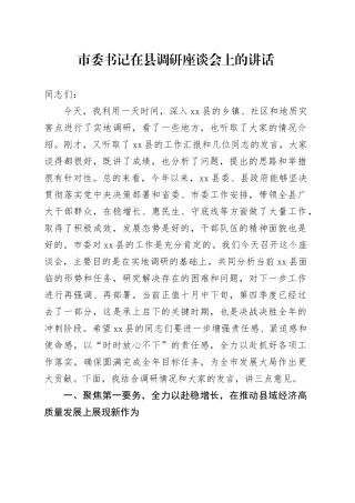 市委书记在县调研座谈会上的讲话(1)